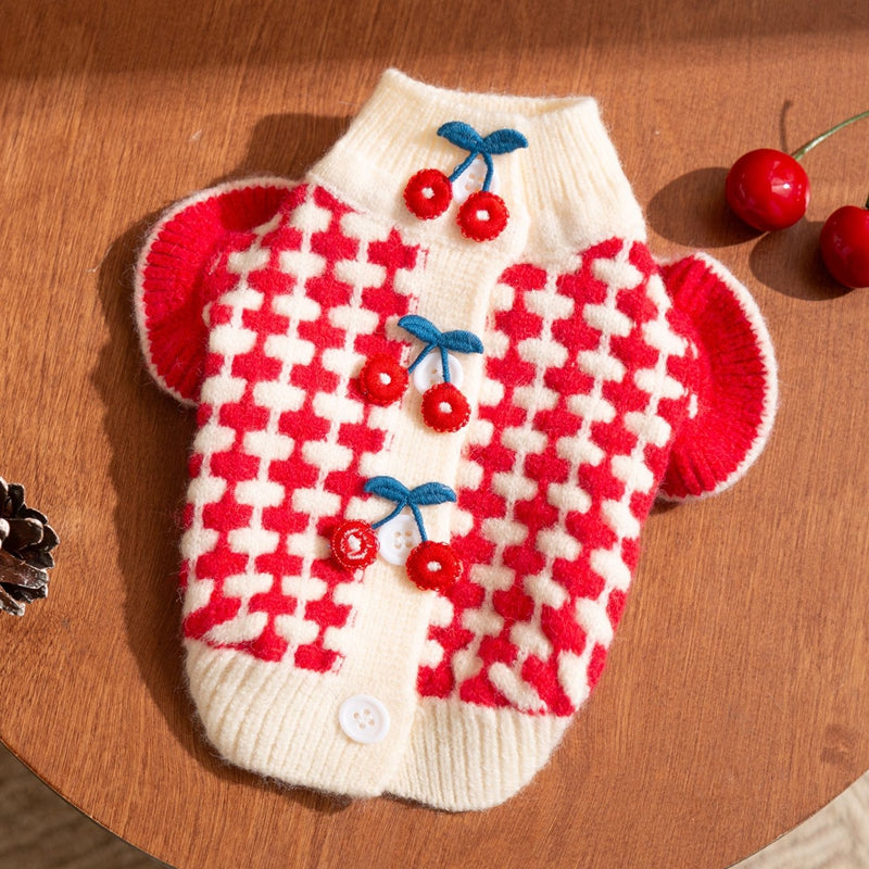 Soft Cute Cherry Dog Turtleneck Sweater