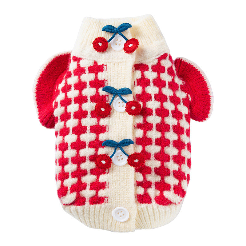 Soft Cute Cherry Dog Turtleneck Sweater